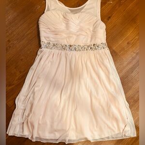 Soft Pink Crystal Pearl Chiffon Girl 16.5 Halter Top Long Dress BRAND NEW w/ TAG